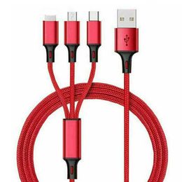 Câbles Micro USB Type C 3 en 1, cordon de charge rapide multi-ports 2A 3A 5A, fil de téléphone portable Usbc pour téléphone iPhone Android