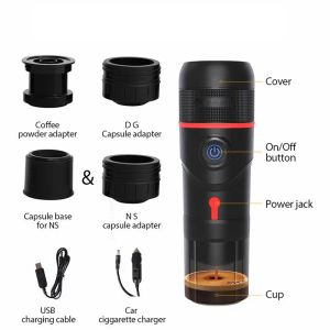 3 in 1 mini draagbare auto Espresso koffiezetapparaat voor Nespresso Coffee Capsule Espresso Coffee Maker USB voor thuis met koffiekopje