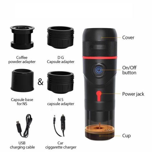 3 en 1 mini machine à café Espresso Car Espresso pour Nespresso Capsule Espresso cafetière USB pour la maison avec tasse de café