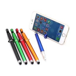 3 po en 1 Multi-fonction Capacitif Screen Metal Stylus Touch Pen with Clip Téléphone Stand pour iPad iPhone 13 12 11 5 6S 7 Samsung Tablet