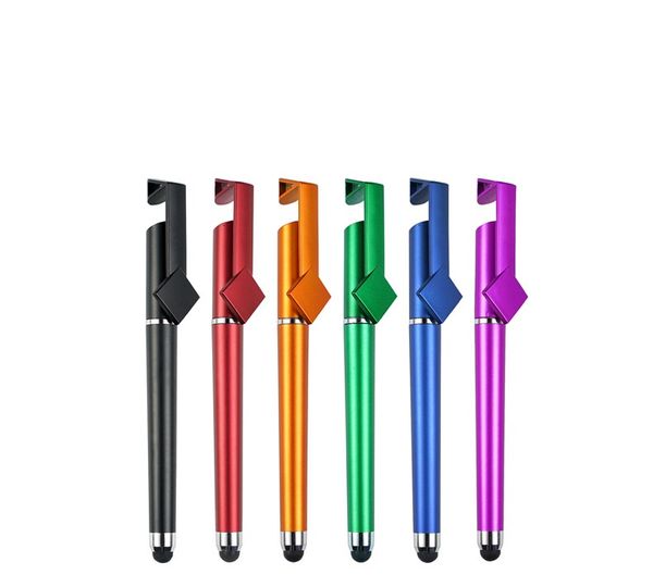 Stylo à écran tactile multifonction 3 en 1, stylos tactiles universels à haute sensibilité, support de téléphone portable, support pour smartphone, téléphone portable, tablette, différentes couleurs