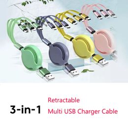 Intrekbaar 3 in 1 multi usb Charger Cable 1m 3a snellaadkabels type C Micro USB -koord voor iPhone Xiaomi Huawei Honor OnePlus Nokia PS4 Galaxy