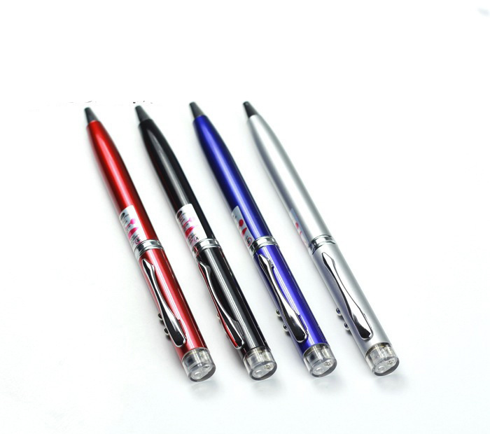 3 in 1 Multifunction Pointer Ballpoint Pen Outdoor Camping 4.5V LED Flashlight Light Lamp Retractable Red Laser Pen Light