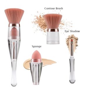 3 In 1 multifunctionele make -up borstel zachte draagbare afneembare spons oogschaduw poeder cosmetische borstels