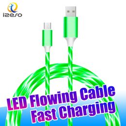 Cable que fluye con luz LED Cable de sincronización de datos Streamer LED para automóvil Cables de carga rápida brillantes para Apple iPhone 15 14 13 12 Samsung S24 S23 izeso