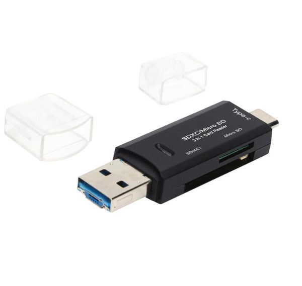 Lecteurs de carte mémoire OTG 3 en 1 USB 3.0 accessoires d'ordinateurs domestiques haute vitesse pour adaptateur TF/Mirco SD type-c