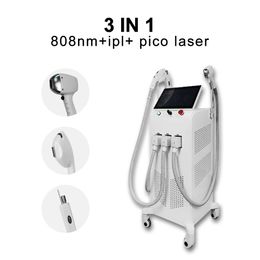 3 en 1 indolore Permanent E-light IPL Épilateur Laser Appareil Rajeunissement de la Peau 808nm Épilation au Laser Diode ND Yag Laser Détatouage Machine Picoseconde