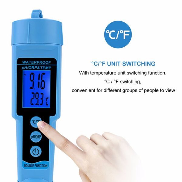 Testeur de livraison gratuite 3 en 1 Ph/Orp/Temp Détection de compteur d'eau Multi-paramètres Numérique Ph Moniteur de qualité de l'eau Plastique bleu