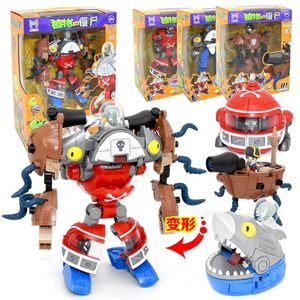 3 op 1 planten VS.Zombies Vorm veranderende speelgoed Robot Boy Girl Assembled Anime Action Figuur Doll-modellen Childrens Birthday Gifts 240417
