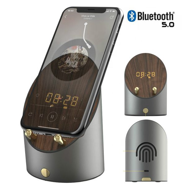 Bluetooth portable 3 en 1 avec haut-parleurs à induction Le haut-parleur stéréo sans fil amplifie l'induction Réveil portable Support de téléphone Haut-parleur