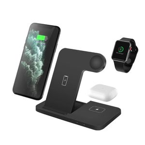 3 in 1 Qi Opvouwbaar Wireless Charging Dock Station 15W Snelle oplader Stand voor Apple Watch 6 5 4 2 Airpods Pro iPhone 12 11 XS XR x 8 Laders Fit Samsung S10 Note 10