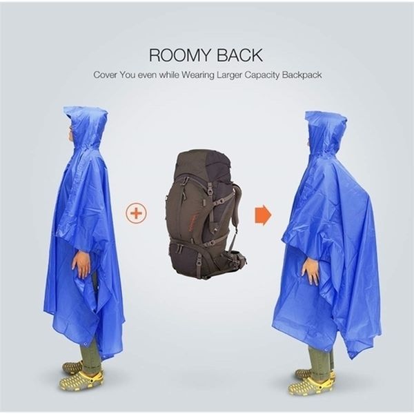 3 en 1 imperméable Poncho imperméable multifonction extérieur manteau de pluie abri tapis sac à dos couverture voyage pour camping Y200324