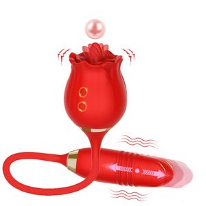 3 in 1 roos zuigen vibrator voor vrouwen tong likken clitorale stimulator stuwkracht g spot massage dildo ei seks speelgoed 240320
