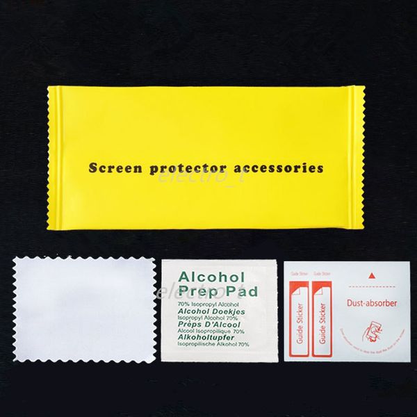 3 en 1 Protector de pantalla Accesorios Anti-Dust Gadgets UV Limpieza UV Kit de película templado Bolsa de alcohol para teléfono móvil Películas protectoras de vidrio