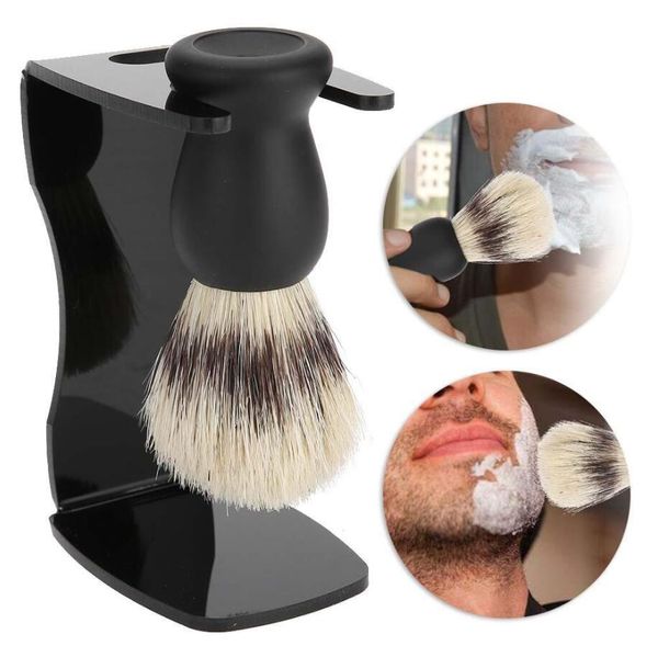 3 en 1 bol de savon à raser + blaireau + support de rasage poils brosse à raser hommes barbe outil de nettoyage nouveau haut cadeau livraison gratuite