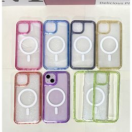 3 In 1 schokbestendig pantser magnetische telefoonhoes voor iPhone 11 12 13 14 15 Pro Max 14 15 plus Smasung S24 Transparant Clear Crystal Bumper Protective Cover