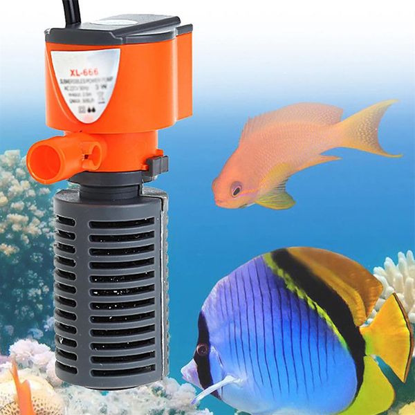 3 en 1 filtre d'aquarium silencieux submersible oxygène pompe interne éponge eau avec jet de pluie pour augmentation d'air de réservoir de poissons 3 5W275b