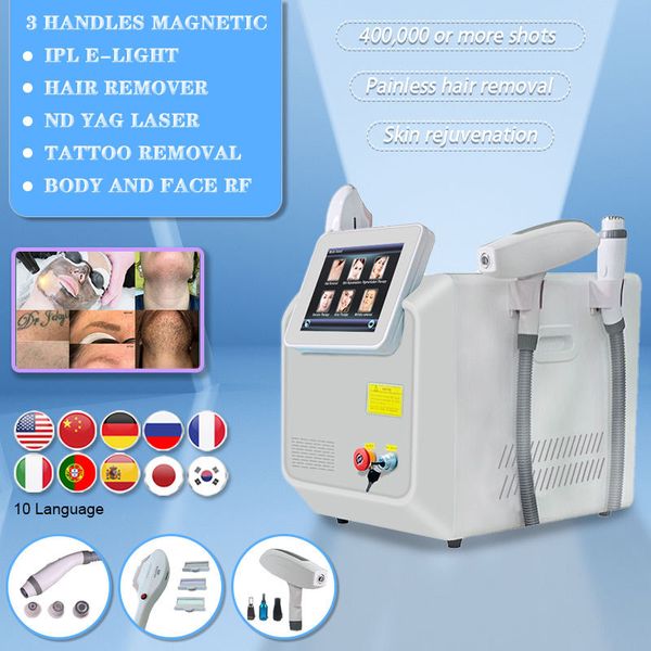 Máquina de rejuvenecimiento de la piel con pantalla Lcd inteligente 3 en 1, máquina de depilación con láser Ipl, máquina de belleza para el cuidado de la piel Ipl Rf