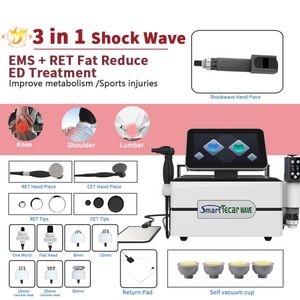 3 en 1 Smart Tecar Cet Ret Ems Machine de thérapie par ondes de choc soulagement de la douleur Ed traitement graisse corporelle Burn128