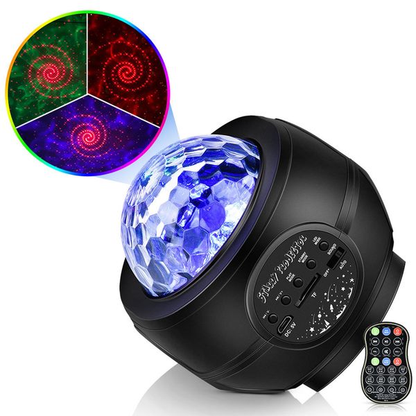 3 en 1 Proyector de luz de noche estrellada LED Ocean Wave Nebula Clouds Galaxy Proyector Luces con control remoto Altavoz Bluetooth para fiesta en el dormitorio