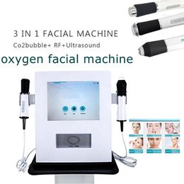 3 In 1 mesotherapie Gun gezicht CO2 nano-bubbels Microdermabrasion Aqua Peel Technology Ultrasound RF Oxygen Face Machine Radiofrequentie Brightening Face Lift