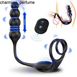 3 en 1 Télescopique Perles anales Remote Contrôle Anal Butt Butt Plug Adult Toys Vibrator for Men Couple Pleasure Anal plug Toy Sex Male