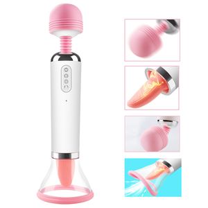 3 en 1 langue léchant sucer vibrateur pour femme stimulateur de clitoris chauffage point G vibrateur grosse tête baguette magique corps masseur Y200616