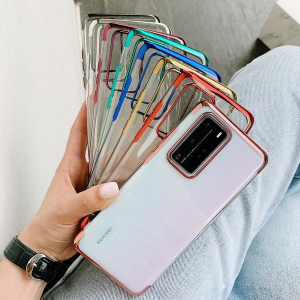 3 en 1 Fundas de teléfono con revestimiento transparente de TPU para Huawei P30 P40 Pro Mate 30 40 Lite NOVA 5T 8 SE Y5 Y6 Y7 Y9 Prime Y5P Y6P Y7P P Smart 2021 Y7A