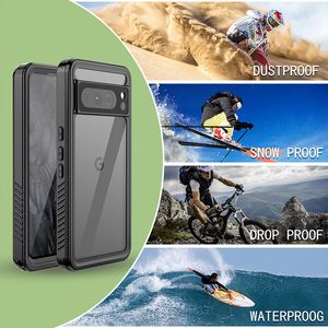 Coque de téléphone étanche transparente 3 en 1 pour Google Pixel 8 8 Pro 7 7A 7Pro 6A Redmi Note11 11S 11Pro 12 12Pro 5G, lanière de sport de plein air, coque de protection complète transparente