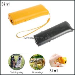 3 In 1 Trasonic Led Pet Dog Repeller Stop Bark Training Trainer Apparaat Anti Barking Flashlight 2 Colors AAA464 Drop Delivery 2021 Obedience