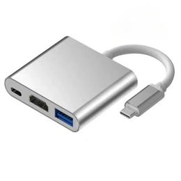 3 en 1 de type C à HDMI compatible USB 3.0 Adaptateur de charge USB-C 3.1 Hub pour Mac Air Pro Huawei Mate10 Samsung S8 Plus