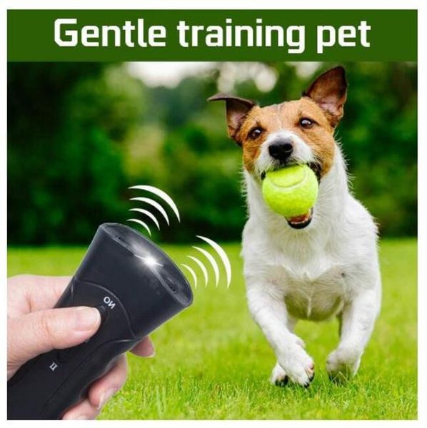 3 en 1 ultrasons LED Pet Dog Repeller Stop Bark Training Trainer Device Lampe de poche anti-aboiements