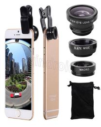 3 en 1 Clip universel caméra objectif de téléphone portable Fish Eye Macro grand Angle pour iPhone 7 Samsung Galaxy S8 HTC Huawei tous les téléphones 3381362