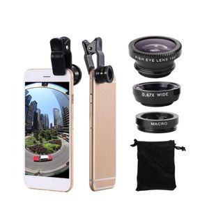 Mobiele telefoon Foto Accessoires Telefoon Fish Eye Lens Vergrootglas Groothoek Macro Lens 3 In 1 Universele Clip Mobiele Camera Telefoon Fisheye Lens