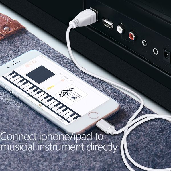 Câble de piano USB B OTG USB pour iPhone MIDI Instrument USB Téléphone Electronic Piano Connect Drum Micro Type C Cableau