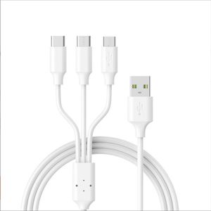 3 In 1 USB -kabels snel oplaad gevlochten koord multi -functie adapter voor xiaomi oppo viv0 huawei samsung s21 s20 s10 s1