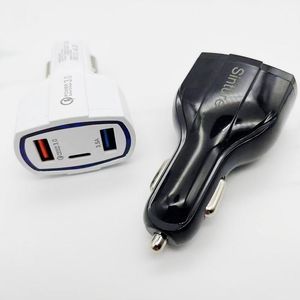 Chargeur de voiture USB 3 en 1 Charge rapide type C QC 3.0 PD usbc chargeur adaptateur de téléphone pour iPhone Samsung MQ100 5A Charge rapide double port