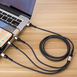 Câble de charge rapide USB 3 en 1 pour Android Xiaomi LG 5A Câbles micro USB C Type-C pour Samsung S10 Note10 Plus Câble de cordon de charge tressé