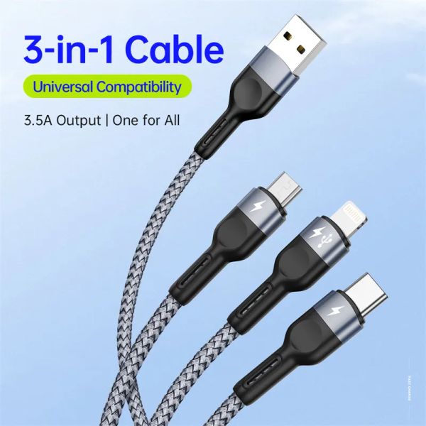 Câble USB type-c 3 en 1 pour recharge rapide et transfert de données, compatible avec iPhone 14, 13 Pro Max, Samsung, Xiaomi, Huawei