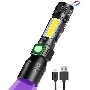 Éclairage de lampe de poche UV 3 en 1 avec clip de poche lumière LED haute puissance 7 modes étanche pour le camping