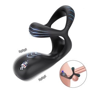 3 en 1 vibrant Cock Ring mâle vibrateur pénis retard éjaculation Cockring périnée stimulateur jouets sexuels pour hommes produits pour adultes 240102