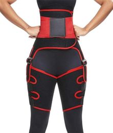 Tondeuse de taille et de cuisse 3 en 1 Ceinture à double compression Soutien des jambes Sueur Effet Sauna Néoprène Taille Formateur Butt Lifter Entraînement 24191397