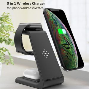 Station d'accueil pour chargeur sans fil 3 en 1 10W charge rapide pour iPhone 12/11 pro/Xs Max/Samsung Fit Apple Watch 6 SE 5 4 Airpods