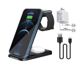 Station de chargement sans fil 3 en 1 et adaptateur mural 38W, pour montre, écouteurs Bluetooth 15W Qi, charge rapide, support de téléphone portable 3920833