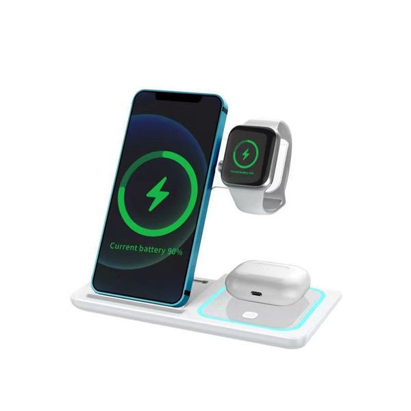 Estación de carga rápida inalámbrica 3 en 1 Compatible con iPhone Apple Watch AirPods Pro Qi cargador rápido para teléfonos móviles inteligentes