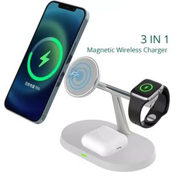 3 em 1 estação de carregamento sem fio suporte de carregamento rápido carregador sem fio magnético para iphone, iwatch, carregador multifuncional da série airpods