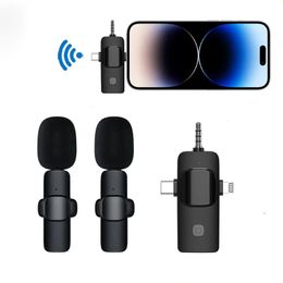 Microphone Lavalier sans fil 3 en 1, réduction du bruit, Mini micro à revers 3.5MM, pour IPhone/téléphone Android/appareil photo/ordinateur portable, enregistrement vidéo
