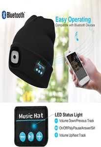 3 in 1 draadloze muziek BT-hoed LED-nachtlopen Buitenverlichting Noodlamp Draadloos gebreide LED-hoed Warme gebreide hoofdtelefoon Spe6201501