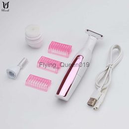 3 in 1 Vrouwen Scheerapparaat Pijnloos Ontharen Epilator Scheren Machine Gezicht Baard Wenkbrauw Neus Trimmer Body Bikini Elektrisch Scheerapparaat HKD230825