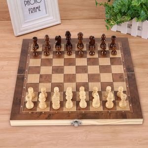 3 in 1 Wooden Chess Backgammon Checkers Travel Games Chess Set Board Draughts Entertainment Christmas Gift Family Game240111